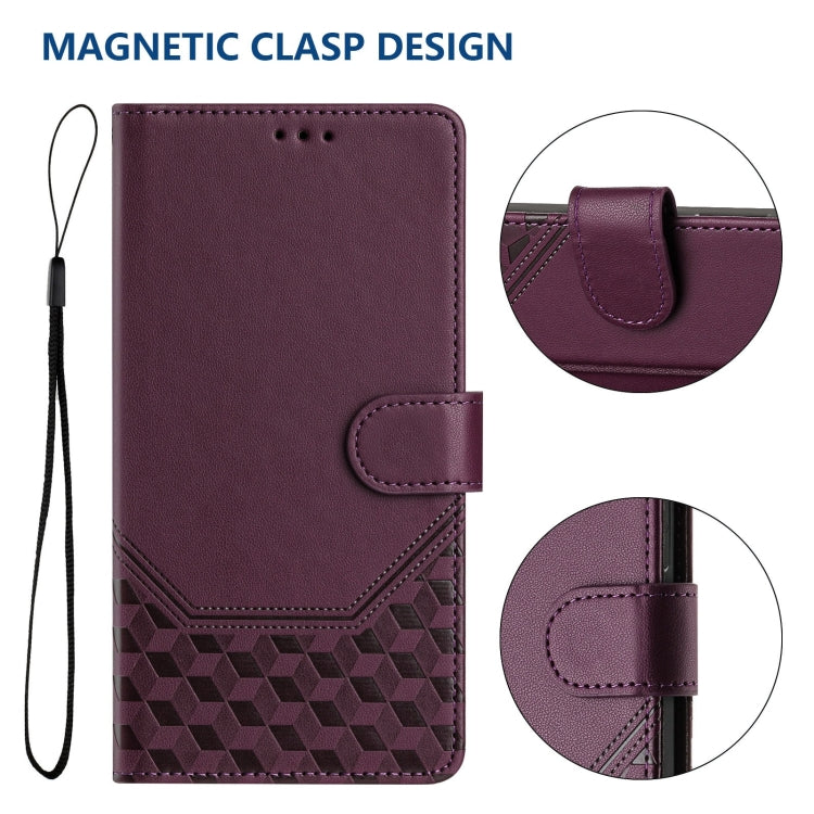 For Sony Xperia 1 VI 2024 Honeycomb Embossing RFID Leather Phone Case(Violet) - Sony Cases by buy2fix | Online Shopping UK | buy2fix