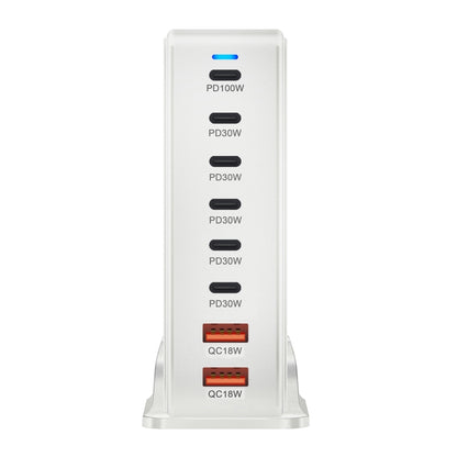 YMX-986 286W 6Type-C, 3USB 8-Ports Desktop Fast Charger, Plug Type:US Plug(White) - Multifunction Charger by buy2fix | Online Shopping UK | buy2fix