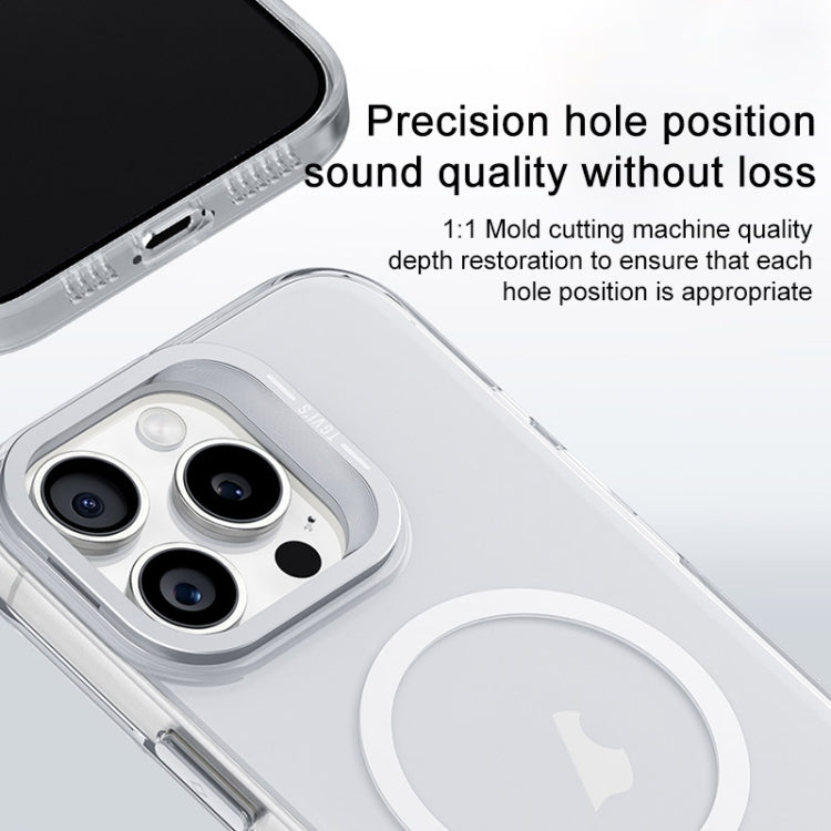 For iPhone 16 TGVIS Stand Series MagSafe Phone Case with Lens Frame Holder(Transparent) - iPhone 16 Cases by TGVIS | Online Shopping UK | buy2fix