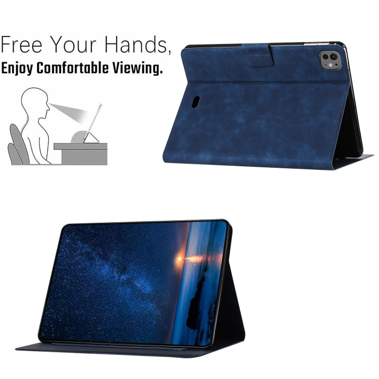 For iPad Air 11 2025 / 2024 Embossed Couple Cat Smart Tablet Leather Case(Blue) - iPad Air 11 2025 / 2024 Cases by buy2fix | Online Shopping UK | buy2fix