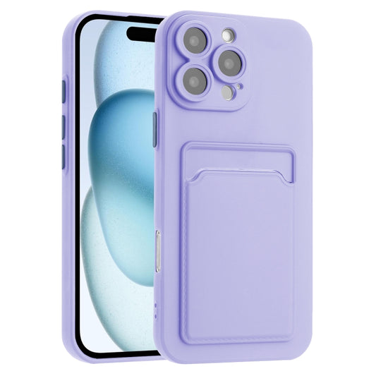 For iPhone 16 Pro Skin Feel Card Contrast Color Button TPU Phone Case(Purple) - iPhone 16 Pro Cases by buy2fix | Online Shopping UK | buy2fix