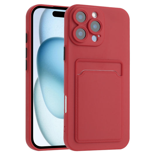 For iPhone 16 Pro Skin Feel Card Contrast Color Button TPU Phone Case(Rose Red) - iPhone 16 Pro Cases by buy2fix | Online Shopping UK | buy2fix