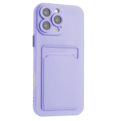 For iPhone 16 Pro Max Skin Feel Card Contrast Color Button TPU Phone Case(Purple) - iPhone 16 Pro Max Cases by buy2fix | Online Shopping UK | buy2fix