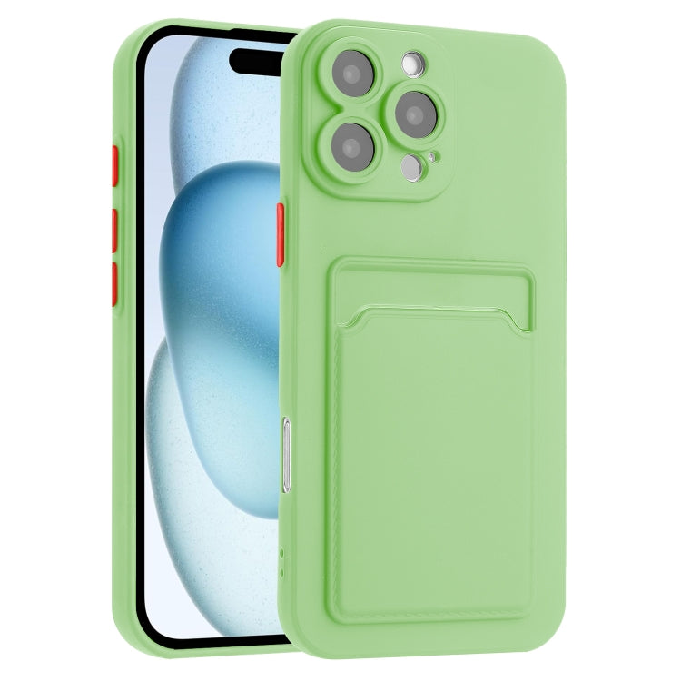 For iPhone 16 Pro Max Skin Feel Card Contrast Color Button TPU Phone Case(Light Green) - iPhone 16 Pro Max Cases by buy2fix | Online Shopping UK | buy2fix