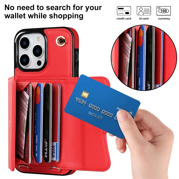 For iPhone 16 Pro Max RFID Card Slot Phone Case with Long Lanyard(Red) - iPhone 16 Pro Max Cases by buy2fix | Online Shopping UK | buy2fix