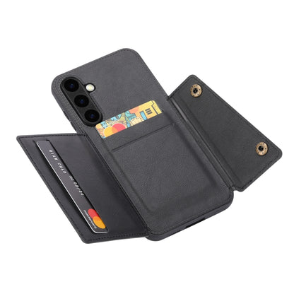 For Samsung Galaxy S25+ 5G Double Buckle Card Slots Magnetic Phone Case(Black) - Galaxy S25+ 5G Cases by buy2fix | Online Shopping UK | buy2fix