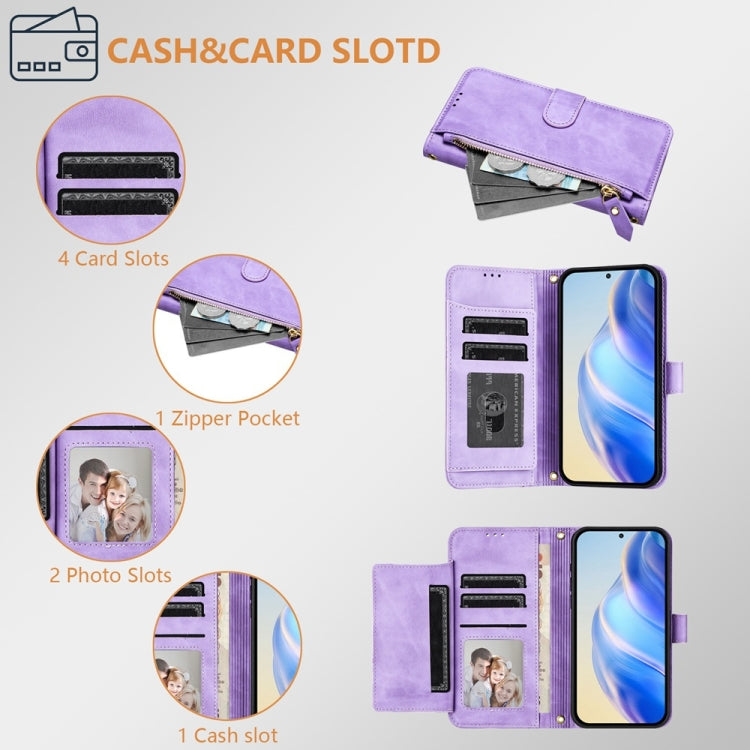 For iPhone 16 Multi-Card Slots Zipper Wallet Leather Phone Case(Purple) - iPhone 16 Cases by buy2fix | Online Shopping UK | buy2fix