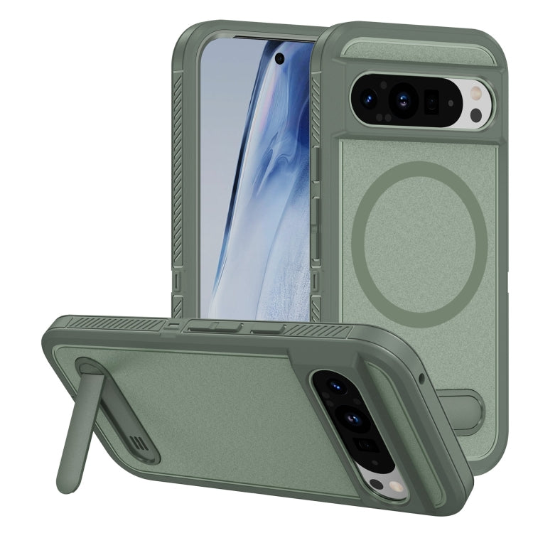 For Google Pixel 9 Guard MagSafe Holder Matte PC Hybrid TPU Phone Case(Green) - Google Cases by buy2fix | Online Shopping UK | buy2fix