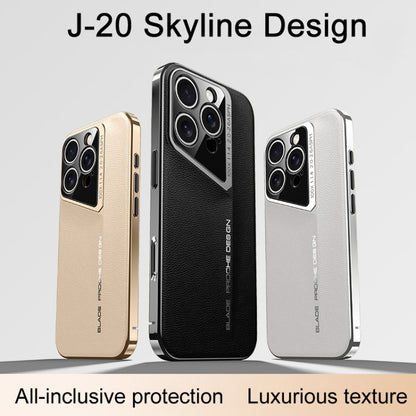 For iPhone 16 Pro Max J-20 Leather Skyline Design Full Coverage Phone Case(Black) - iPhone 16 Pro Max Cases by buy2fix | Online Shopping UK | buy2fix