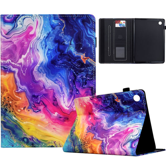 For Samsung Galaxy Tab A9 Painted Pattern Leather Tablet Case(Marble) - Galaxy Tab A9 by buy2fix | Online Shopping UK | buy2fix