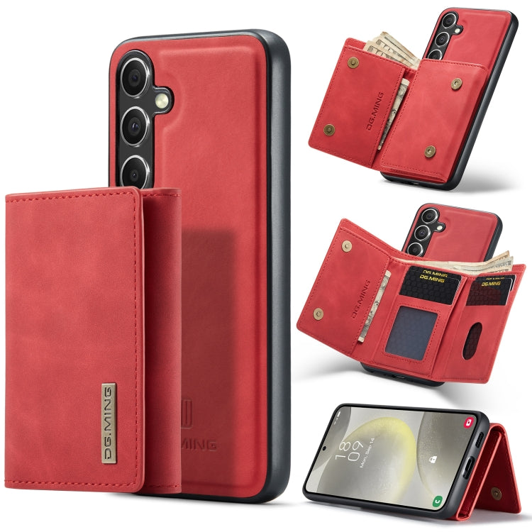 For Samsung Galaxy S24 FE 5G DG.MING M1 Series 3-Fold Multi Card Wallet + Magnetic Phone Case(Red) - Galaxy S24 FE 5G Cases by DG.MING | Online Shopping UK | buy2fix