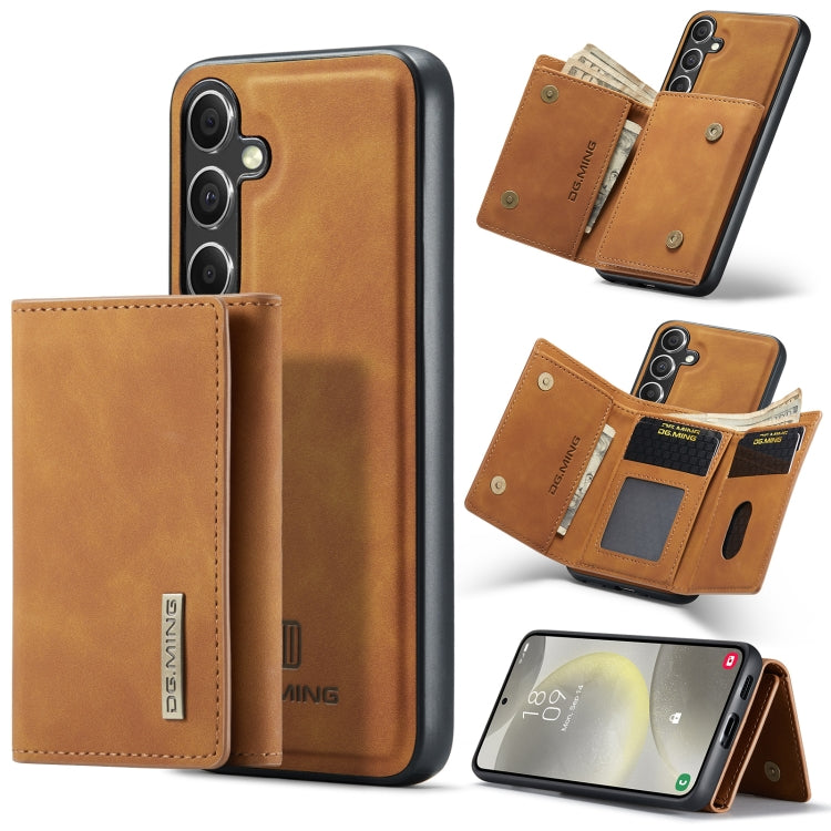 For Samsung Galaxy S24 FE 5G DG.MING M1 Series 3-Fold Multi Card Wallet + Magnetic Phone Case(Brown) - Galaxy S24 FE 5G Cases by DG.MING | Online Shopping UK | buy2fix