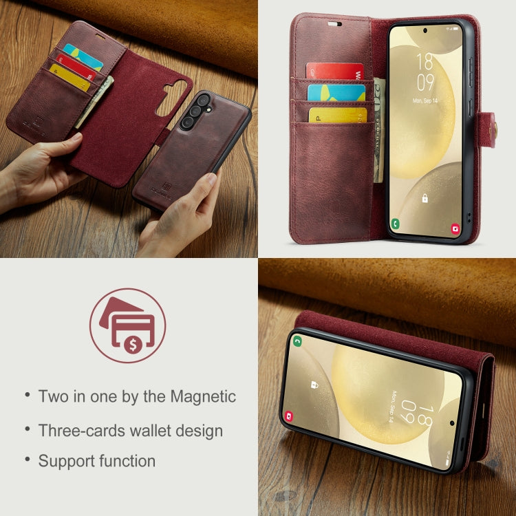 For Samsung Galaxy S24 FE 5G DG.MING Crazy Horse Texture Detachable Magnetic Leather Case(Red) - Galaxy S24 FE 5G Cases by DG.MING | Online Shopping UK | buy2fix