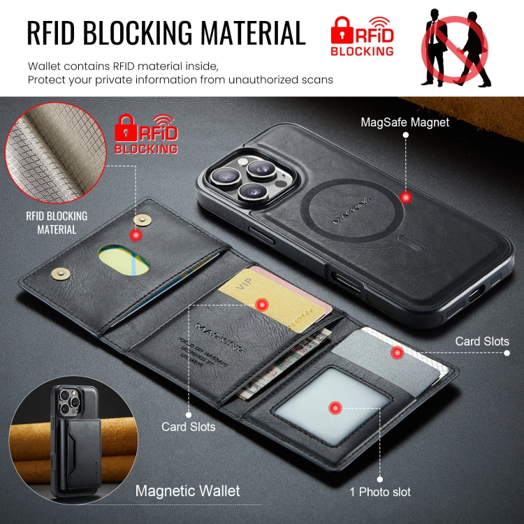 For iPhone 16 Pro Max DG.MING MAGKING-K2 Series MagSafe RFID Card Bag Detachable Phone Case(Black) - iPhone 16 Pro Max Cases by DG.MING | Online Shopping UK | buy2fix