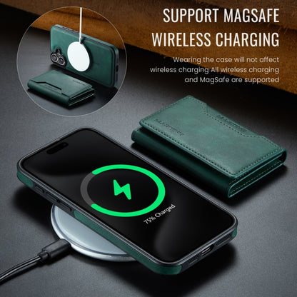 For iPhone 16 DG.MING MAGKING-K2 Series MagSafe RFID Card Bag Detachable Phone Case(Green) - iPhone 16 Cases by DG.MING | Online Shopping UK | buy2fix