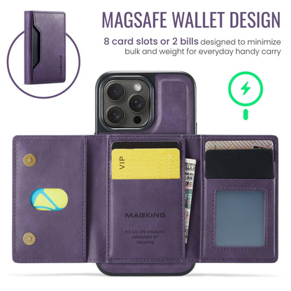 For iPhone 13 Pro Max DG.MING MAGKING-K2 Series MagSafe RFID Card Bag Detachable Phone Case(Purple) - iPhone 13 Pro Max Cases by DG.MING | Online Shopping UK | buy2fix