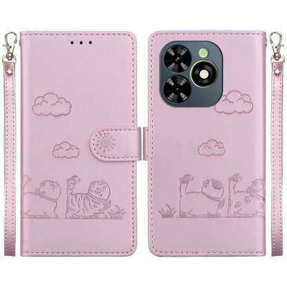 For Tecno Spark Go 2024 / 20 / 20C Cute Cats RFID Leather Phone Case(Rose Gold) - Tecno Cases by buy2fix | Online Shopping UK | buy2fix