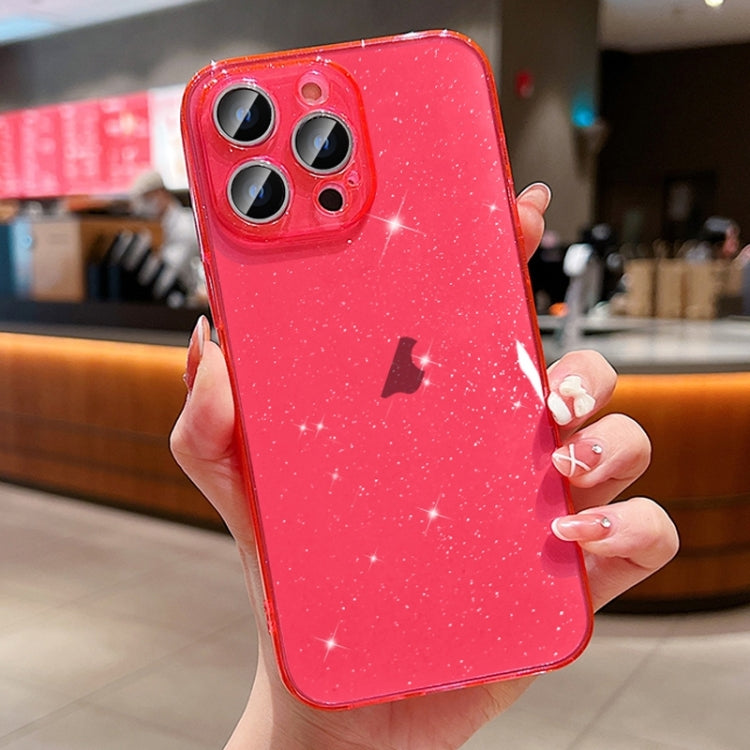 For iPhone 16 Pro Max Glitter Powder TPU Phone Case(Transparent Red) - iPhone 16 Pro Max Cases by buy2fix | Online Shopping UK | buy2fix