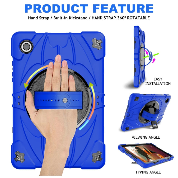 For Samsung Galaxy Tab A8 Bat Hand Grip Turntable Stand Tablet Case(Blue Black) - Other Galaxy Tab PC by buy2fix | Online Shopping UK | buy2fix