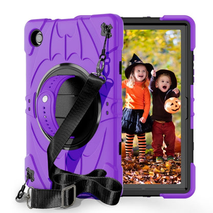 For Samsung Galaxy Tab A8 Bat Hand Grip Turntable Stand Tablet Case(Purple Black) - Other Galaxy Tab PC by buy2fix | Online Shopping UK | buy2fix