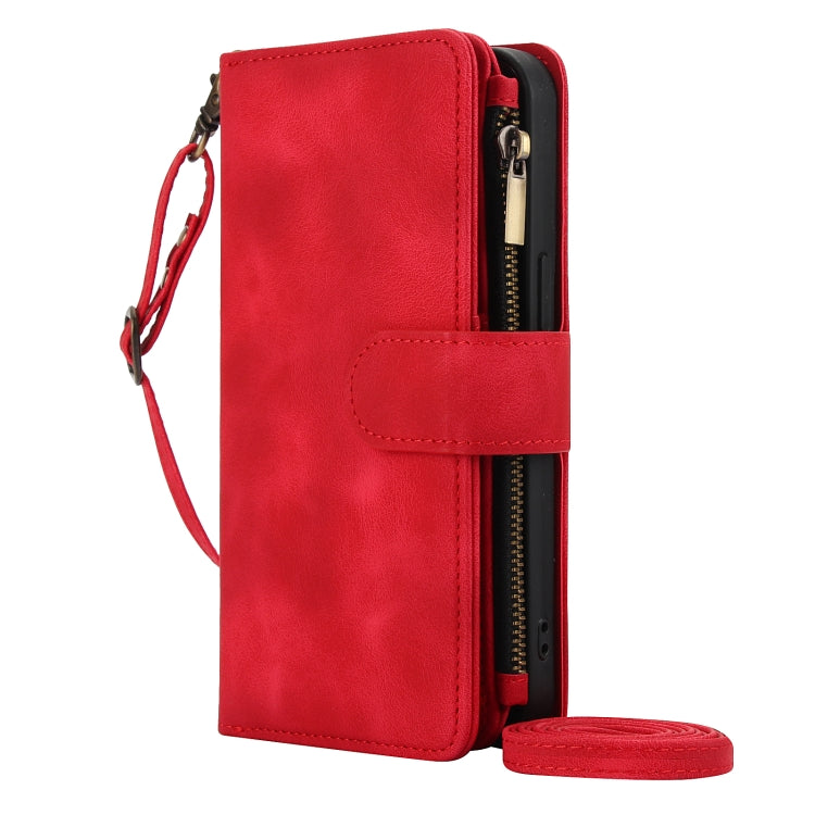 For iPhone 16 Pro Max Dream 9-Card Zipper Wallet RFID Leather Phone Case with Lanyard(Red) - iPhone 16 Pro Max Cases by buy2fix | Online Shopping UK | buy2fix