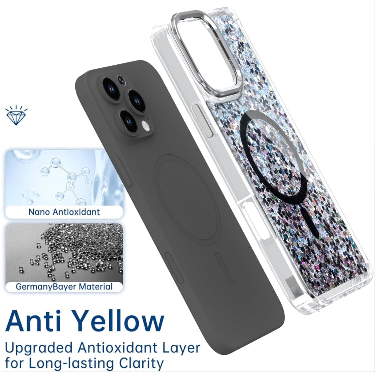 For iPhone 16 Pro Epoxy Glitter MagSafe Magnetic TPU Phone Case(Black) - iPhone 16 Pro Cases by buy2fix | Online Shopping UK | buy2fix