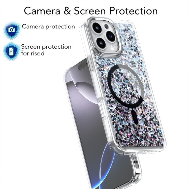 For iPhone 16 Pro Max Epoxy Glitter MagSafe Magnetic TPU Phone Case(Black) - iPhone 16 Pro Max Cases by buy2fix | Online Shopping UK | buy2fix