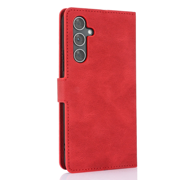 For Samsung Galaxy S25 5G Fantasy Skin-feel Calfskin Texture Leather Phone Case(Red) - Galaxy S25 5G Cases by buy2fix | Online Shopping UK | buy2fix