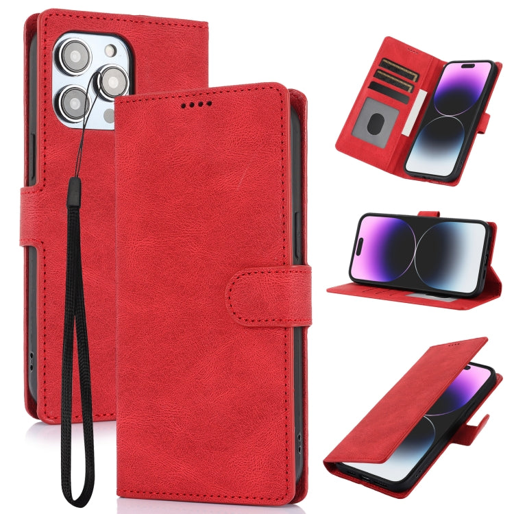 For iPhone 16 Pro Max Fantasy Skin-feel Calfskin Texture Leather Phone Case(Red) - iPhone 16 Pro Max Cases by buy2fix | Online Shopping UK | buy2fix