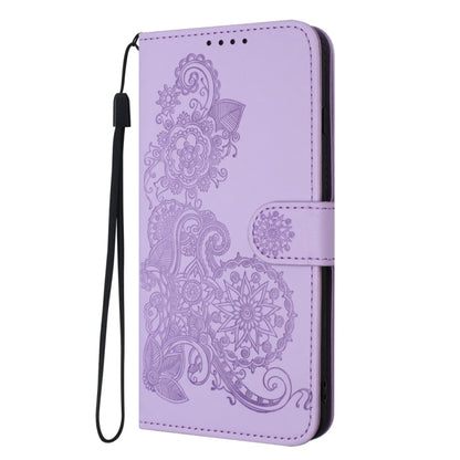 For Samsung Galaxy S25 5G Datura Flower Embossed Flip Leather Phone Case(Purple) - Galaxy S25 5G Cases by buy2fix | Online Shopping UK | buy2fix