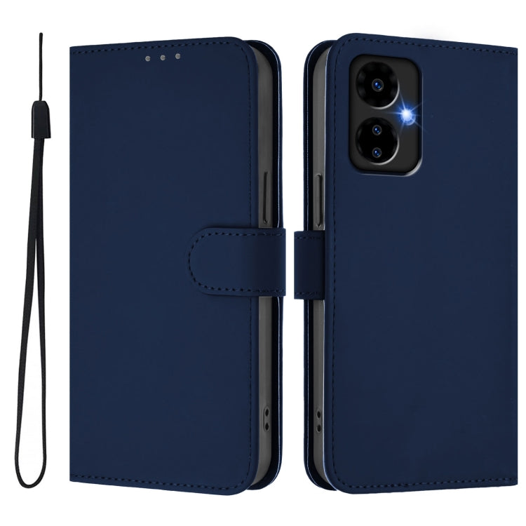 For Boost MobIle Celero 5G 2024 / 3 5G Skin Feel Solid Color Leather Phone Case with Lanyard(Navy Blue) - More Brand by buy2fix | Online Shopping UK | buy2fix