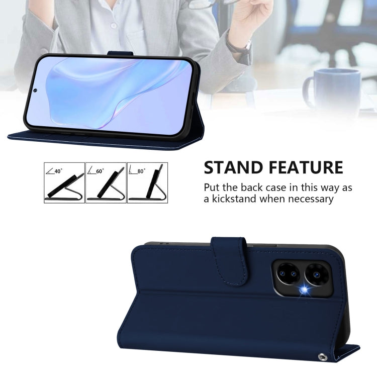 For Boost MobIle Celero 5G 2024 / 3 5G Skin Feel Solid Color Leather Phone Case with Lanyard(Navy Blue) - More Brand by buy2fix | Online Shopping UK | buy2fix