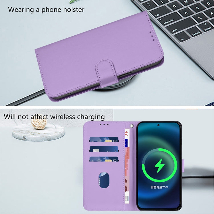 For Sony Xperia 10 VI 2024 Skin Feel Solid Color Leather Phone Case with Lanyard(Lavender Purple) - Sony Cases by buy2fix | Online Shopping UK | buy2fix