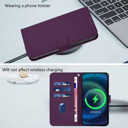 For iPhone 16 Plus Skin Feel Solid Color Leather Phone Case with Lanyard(Violet) - iPhone 16 Plus Cases by buy2fix | Online Shopping UK | buy2fix