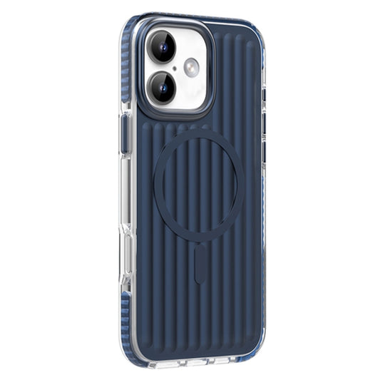 For iPhone 16 Mutural Corrugated Texture Magsafe Magnetic Shockproof Phone Case(Blue) - iPhone 16 Cases by Mutural | Online Shopping UK | buy2fix