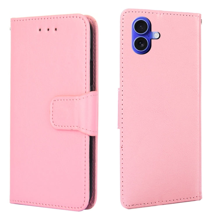 For iPhone 16 Plus Crystal Texture Leather Phone Case(Pink) - iPhone 16 Plus Cases by buy2fix | Online Shopping UK | buy2fix