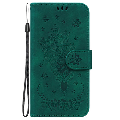 For Samsung Galaxy S25 5G Butterfly Rose Embossed Leather Phone Case(Green) - Galaxy S25 5G Cases by buy2fix | Online Shopping UK | buy2fix