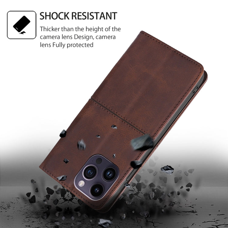 For iPhone 16 Pro Cow Texture Magnetic Leather Phone Case(Dark Brown) - iPhone 16 Pro Cases by buy2fix | Online Shopping UK | buy2fix