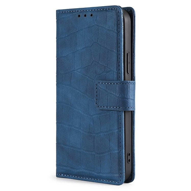 For iPhone 16 Plus Skin Feel Crocodile Magnetic Clasp Leather Phone Case(Blue) - iPhone 16 Plus Cases by buy2fix | Online Shopping UK | buy2fix