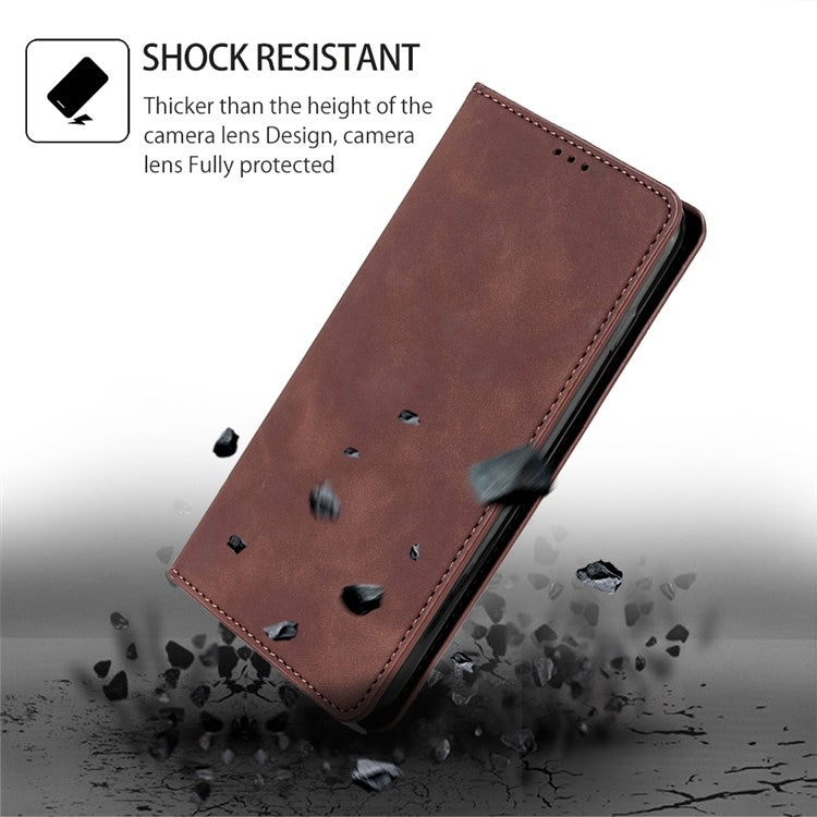 For iPhone 16 Skin Feel Magnetic Leather Phone Case(Dark Brown) - iPhone 16 Cases by buy2fix | Online Shopping UK | buy2fix