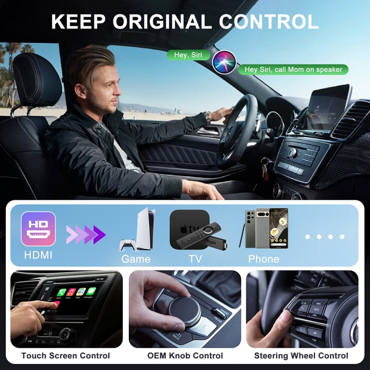 USB and HDMI Wired to Wireless CarPlay Auto Adapter, Specification:Round(Carbon Fiber) - Bluetooth Adapters by buy2fix | Online Shopping UK | buy2fix