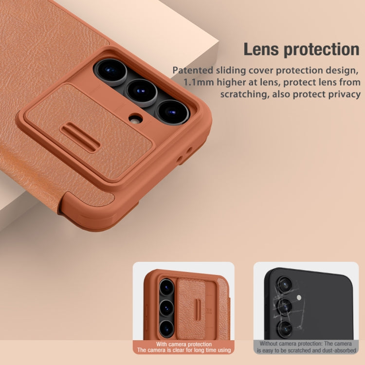 For Samsung Galaxy S24 FE 5G NILLKIN QIN Series Pro Sliding Camera Cover Design Leather Phone Case(Red) - Galaxy S24 FE 5G Cases by NILLKIN | Online Shopping UK | buy2fix