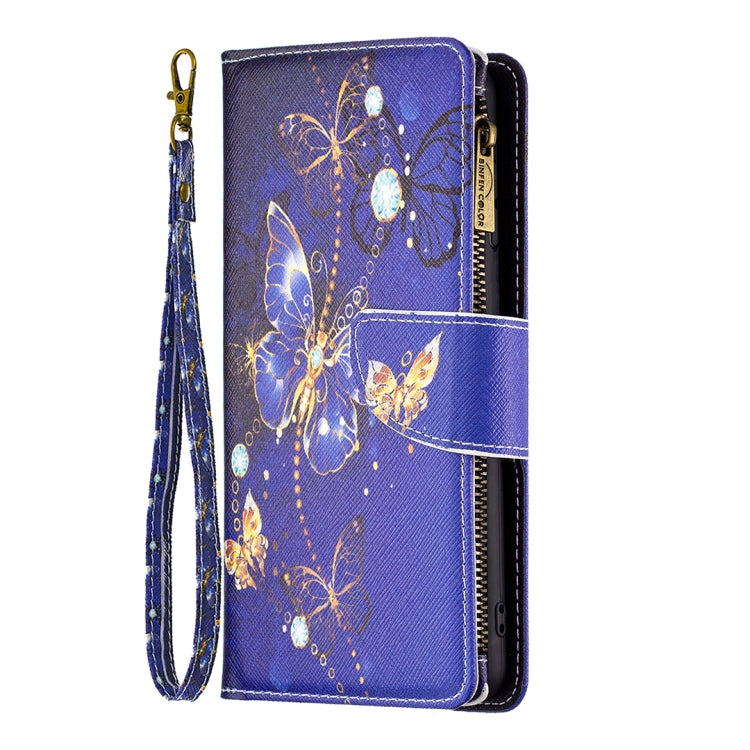 For Samsung Galaxy S25 5G Colored Drawing Pattern Zipper Leather Phone Case(Purple Butterfly) - Galaxy S25 5G Cases by buy2fix | Online Shopping UK | buy2fix