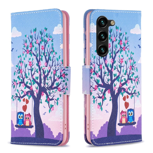 For Samsung Galaxy S25+ 5G Colored Drawing Pattern Leather Phone Case(Owl) - Galaxy S25+ 5G Tempered Glass by buy2fix | Online Shopping UK | buy2fix