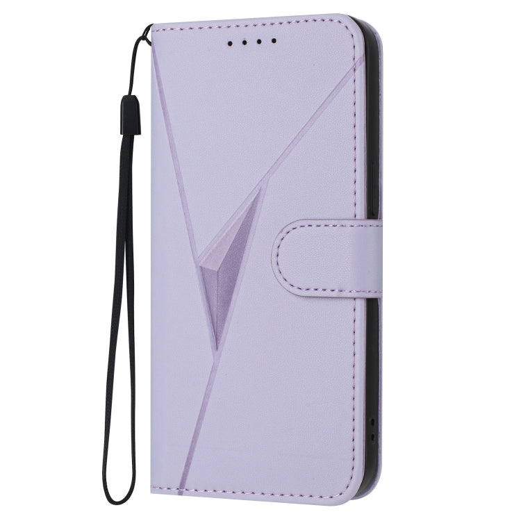 For Motorola Moto G Play 4G 2024 Triangle Pattern Buckle Clasp Leather Phone Case(Light Purple) - Motorola Cases by buy2fix | Online Shopping UK | buy2fix