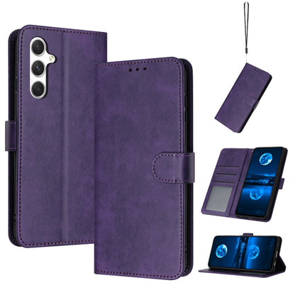 For Samsung Galaxy S25 / S24 5G Solid Calf Texture Flip Leather Phone Case(Purple) - Galaxy S25 5G Cases by buy2fix | Online Shopping UK | buy2fix