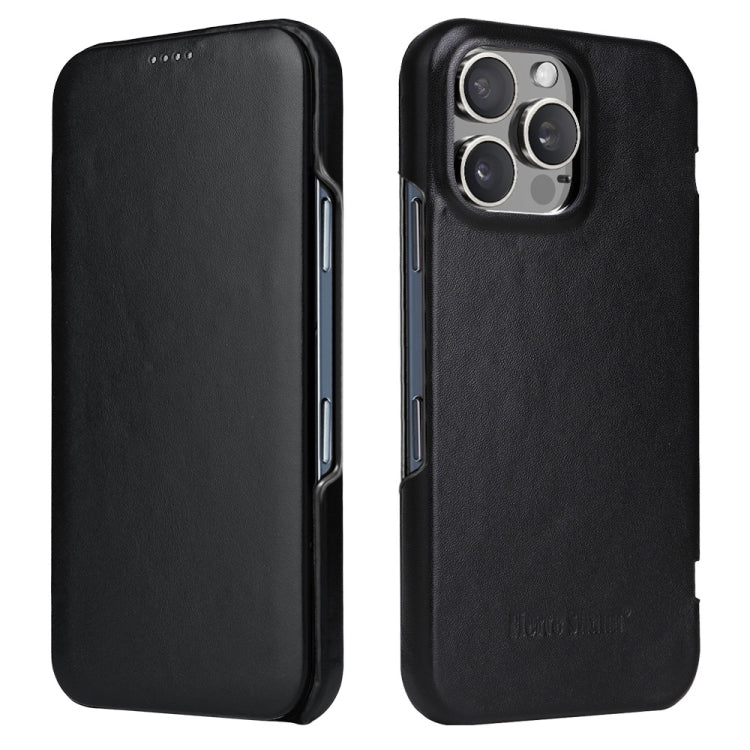 For iPhone 16 Pro Max Fierre Shann Top Layer Cowhide Business Magnetic Leather Phone Case(Black) - iPhone 16 Pro Max Cases by FIERRE SHANN | Online Shopping UK | buy2fix