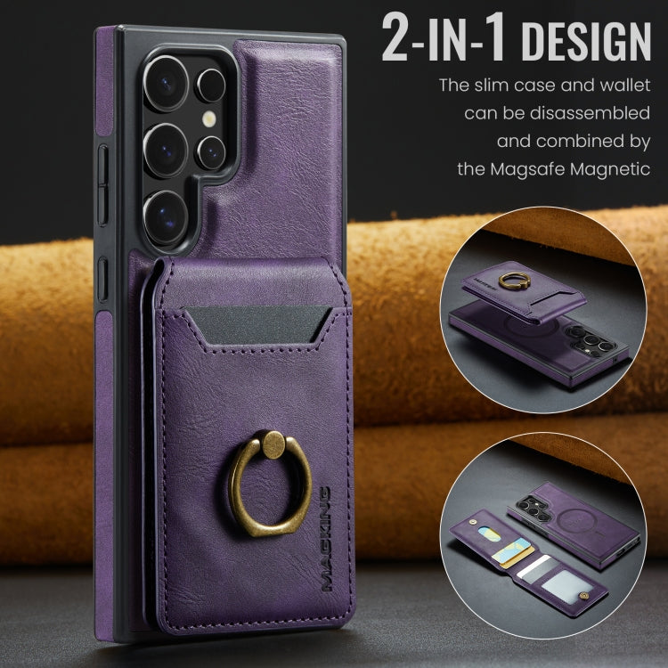 For Samsung Galaxy S23 Ultra 5G DG.MING K1 MagSafe Detachable Wallet RFID Back Cover Phone Case(Purple) - Galaxy S23 Ultra 5G Cases by DG.MING | Online Shopping UK | buy2fix