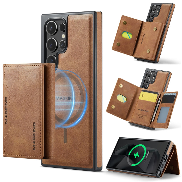 For Samsung Galaxy S24 Ultra 5G DG.MING MAGKING-K2 Series MagSafe RFID Card Bag Detachable Phone Case(Brown) - Galaxy S24 Ultra 5G Cases by DG.MING | Online Shopping UK | buy2fix