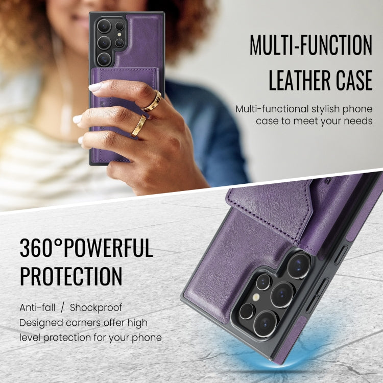 For Samsung Galaxy S23 Ultra 5G DG.MING MAGKING-K2 Series MagSafe RFID Card Bag Detachable Phone Case(Purple) - Galaxy S23 Ultra 5G Cases by DG.MING | Online Shopping UK | buy2fix